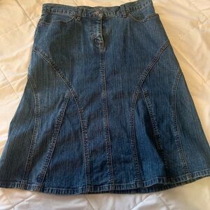 Women's Denim Panel A-Line Skirt - Blue